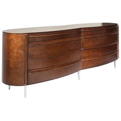 Versa Dresser, Solid Walnut Wood Curved Dresser