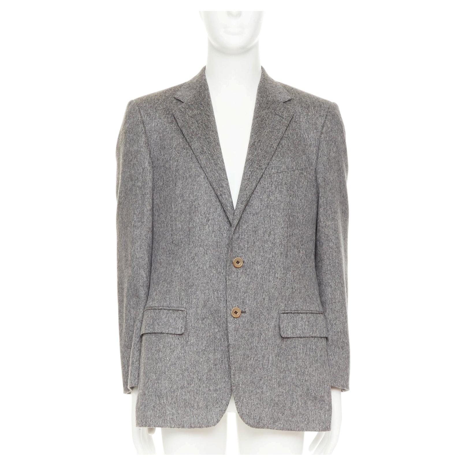 VERSACE 100% cashmere grey flap pocket 2-button unstructured blazer EU50 L