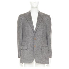 VERSACE 100% cashmere grey flap pocket 2-button unstructured blazer EU50 L