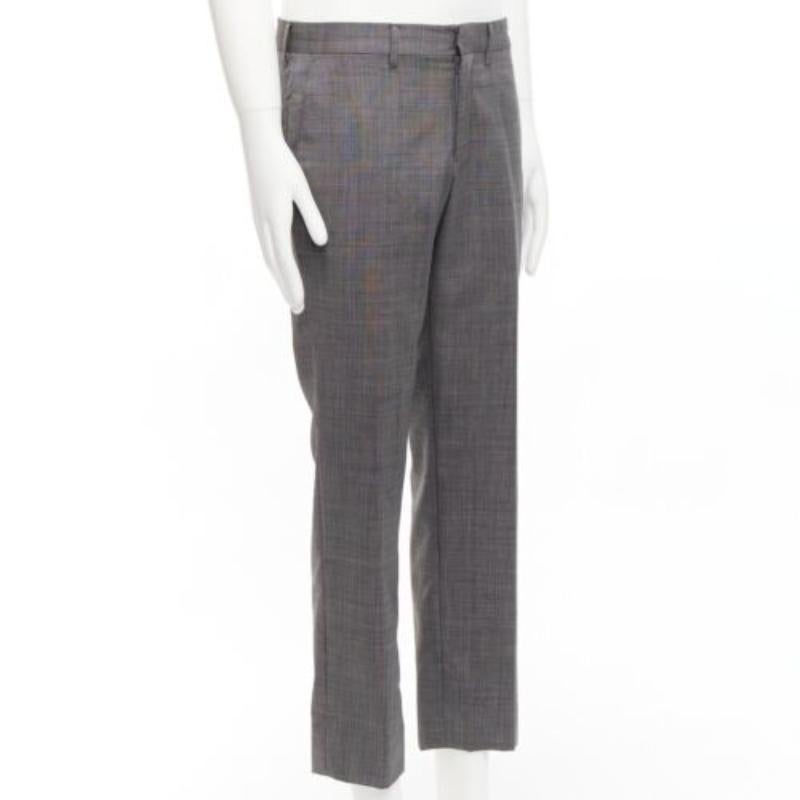 Gray VERSACE 100% cotton grey checkered straight leg dress trousers IT48 M For Sale