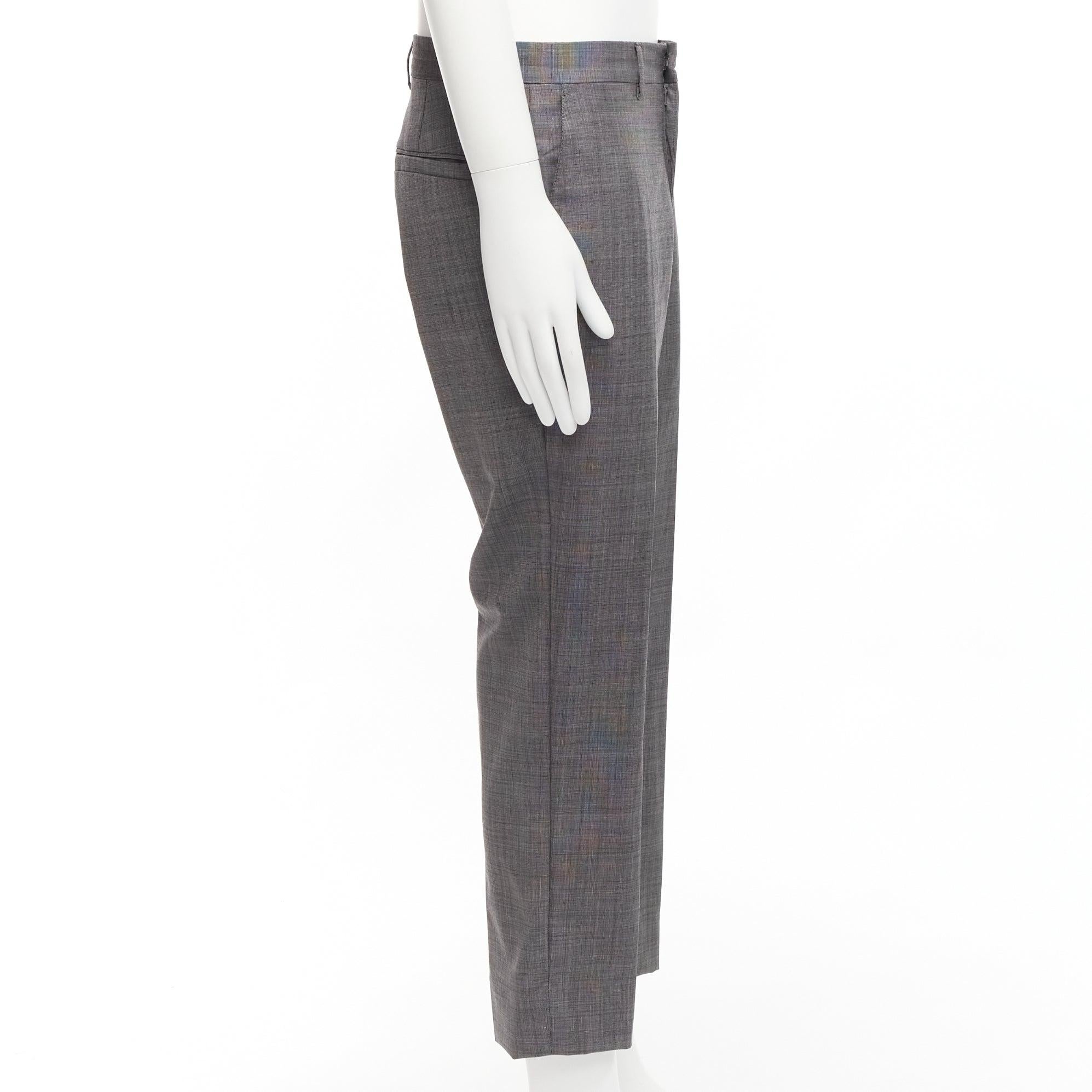 Men's VERSACE 100% cotton grey checkered straight leg dress trousers IT48 M