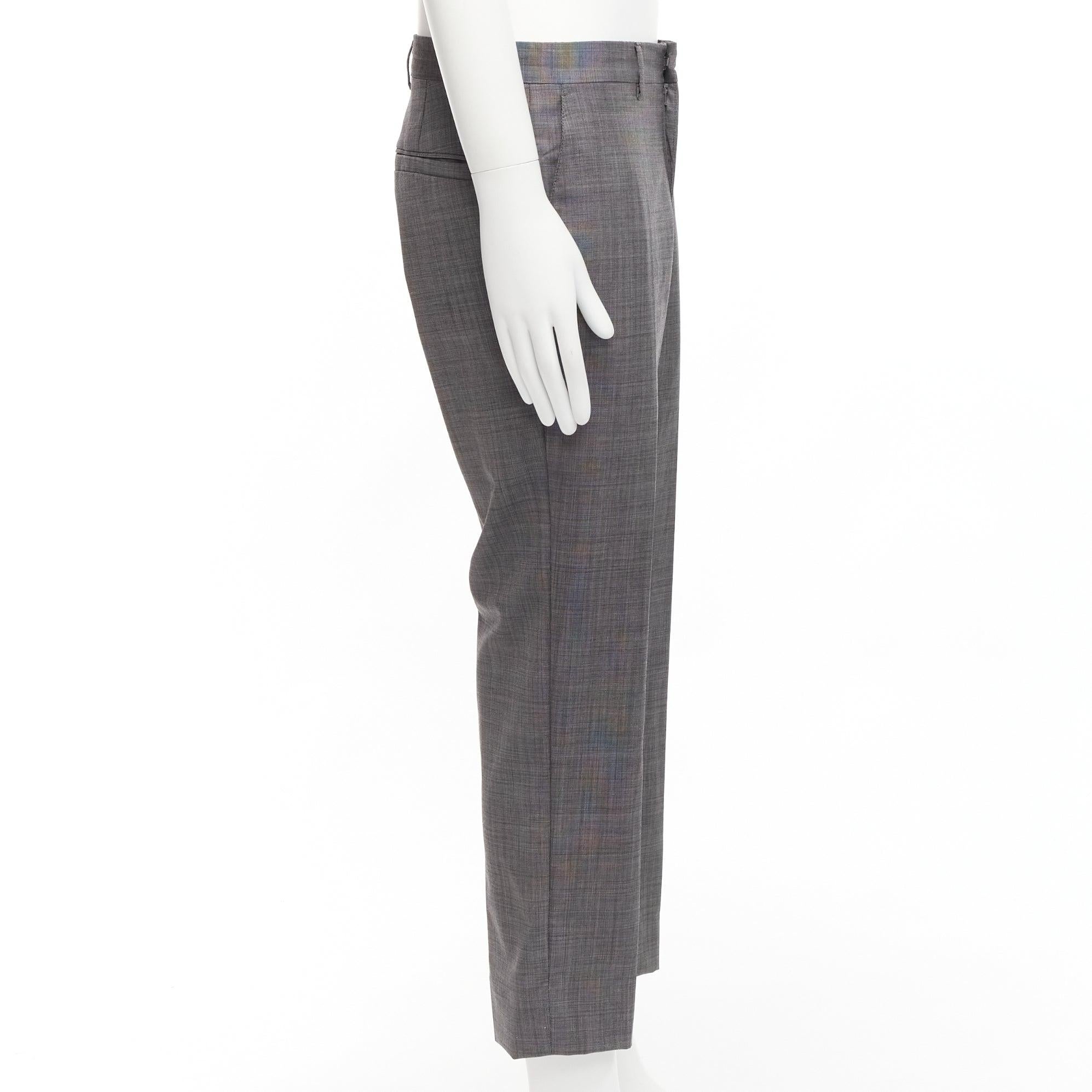 Men's VERSACE 100% cotton grey checkered straight leg dress trousers IT48 M For Sale