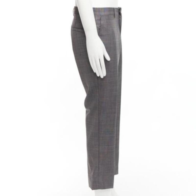 VERSACE 100% cotton grey checkered straight leg dress trousers IT48 M In Excellent Condition For Sale In Hong Kong, NT