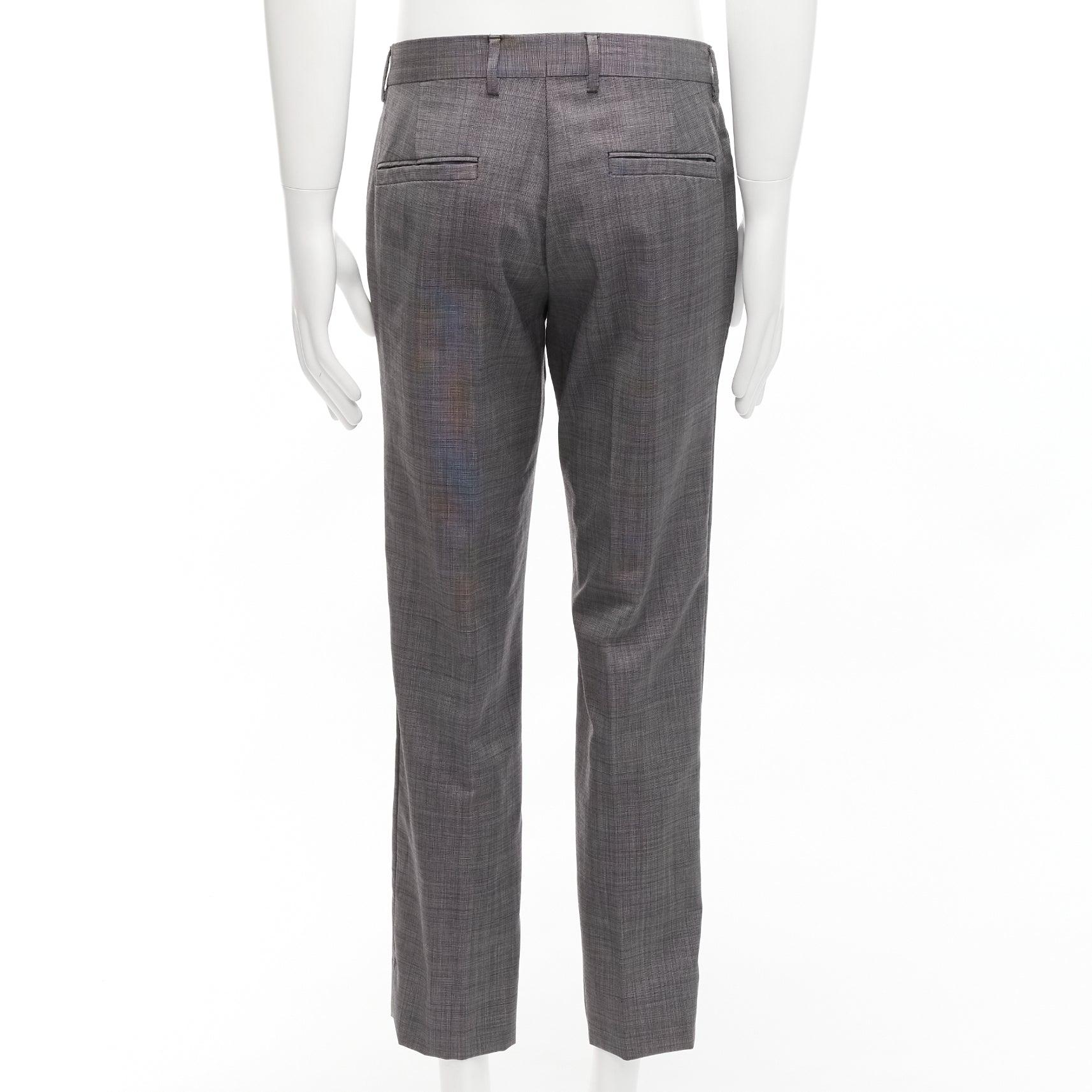 VERSACE 100% cotton grey checkered straight leg dress trousers IT48 M 1