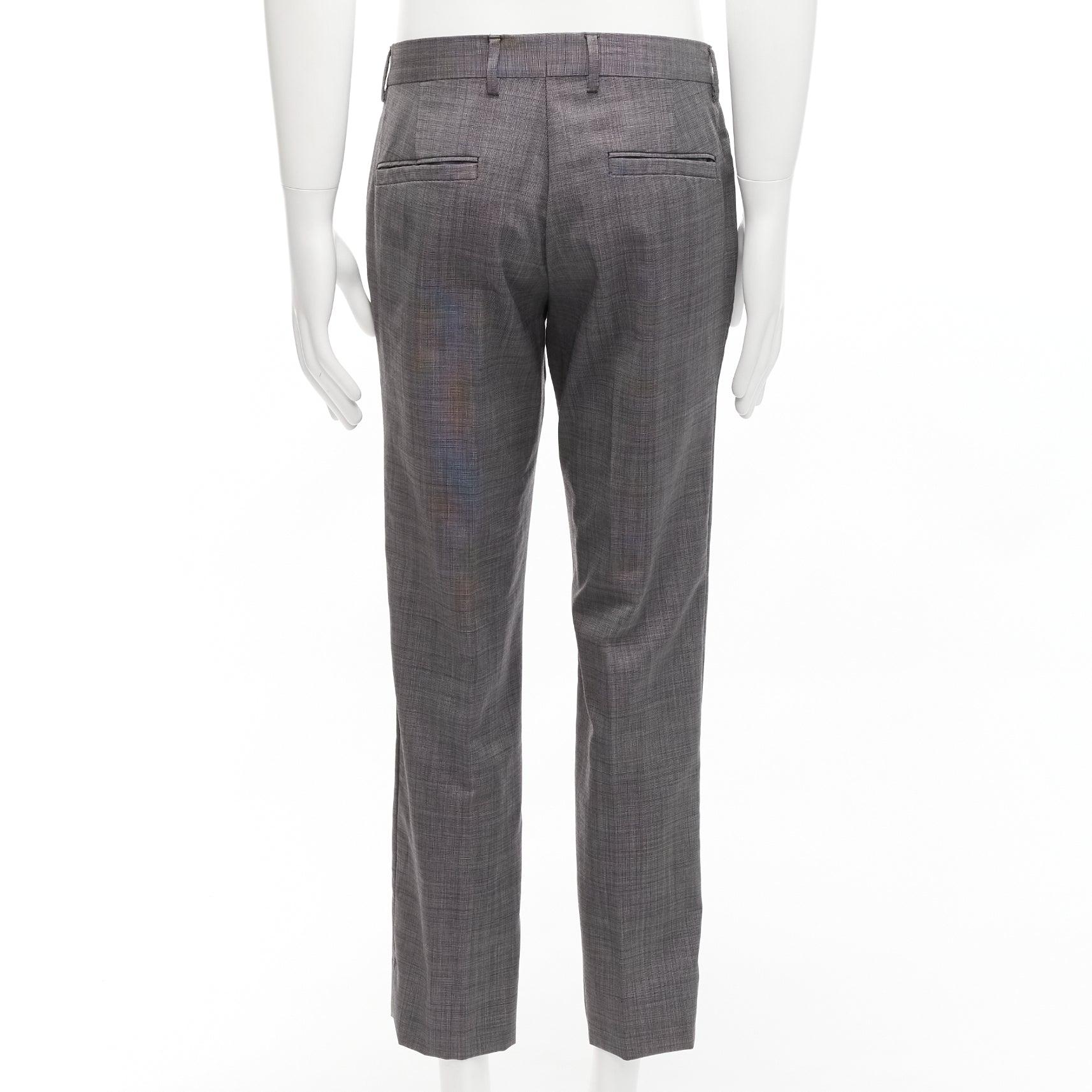 VERSACE Pantalon à carreaux gris 100 % coton à jambes droites IT48 M en vente 1