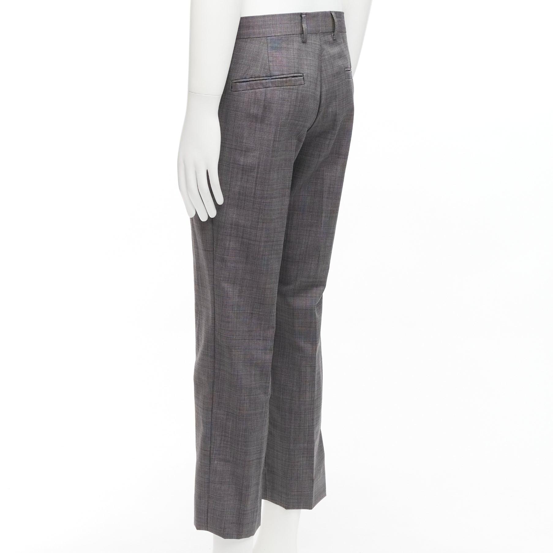 VERSACE 100% cotton grey checkered straight leg dress trousers IT48 M 2