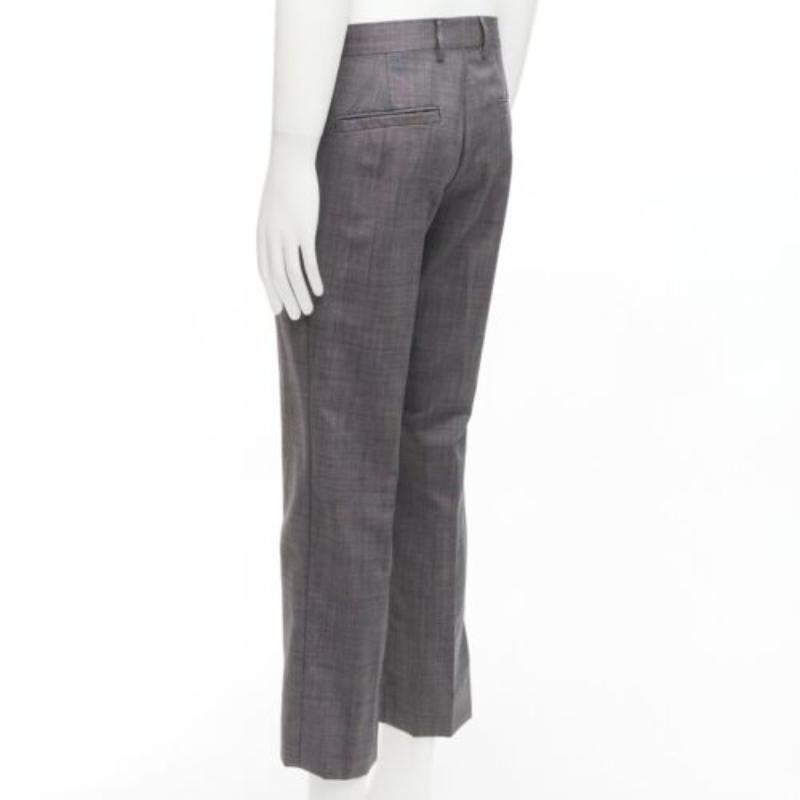 VERSACE 100% cotton grey checkered straight leg dress trousers IT48 M For Sale 1