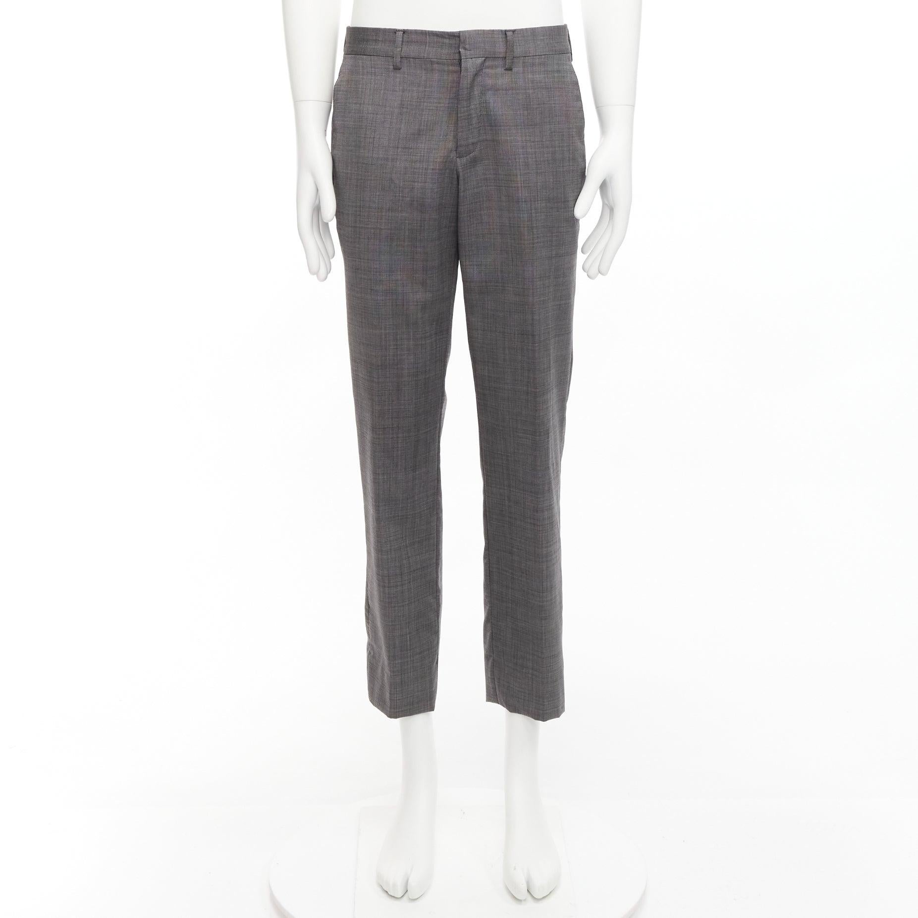 VERSACE 100% cotton grey checkered straight leg dress trousers IT48 M For Sale 5