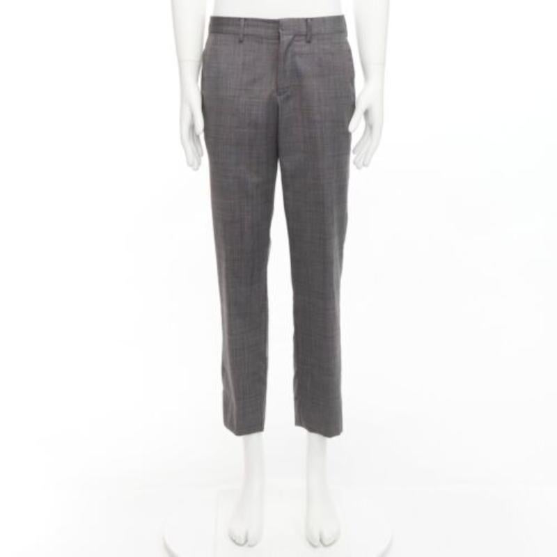 VERSACE 100% cotton grey checkered straight leg dress trousers IT48 M For Sale 4