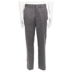 VERSACE 100% cotton grey checkered straight leg dress trousers IT48 M
