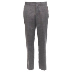 VERSACE 100% cotton grey checkered straight leg dress trousers IT48 M