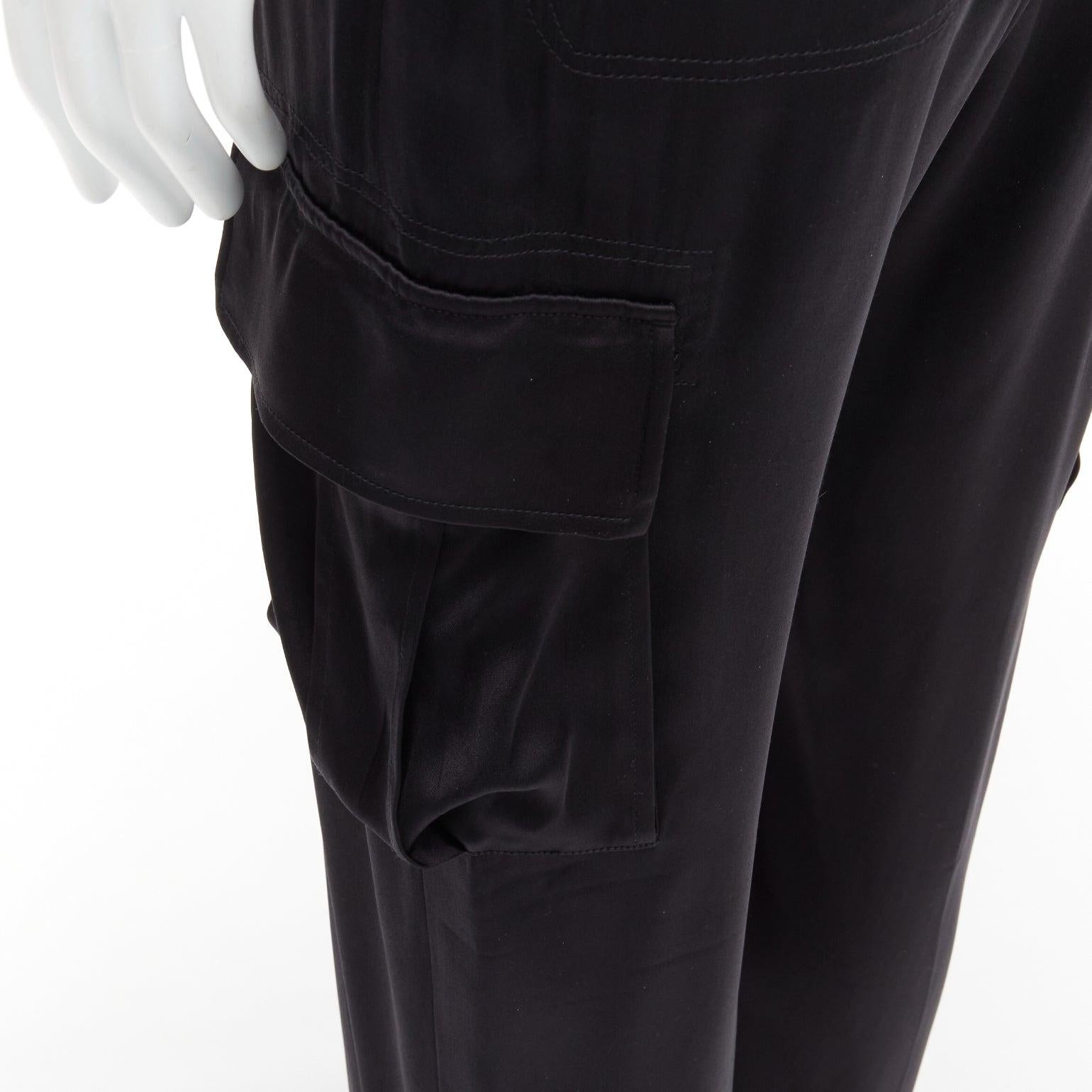 VERSACE 100% silk black cargo pockets wide leg trousers pants IT48 M
Reference: CNLE/A00276
Brand: Versace
Designer: Donatella Versace
Material: Silk
Color: Black
Pattern: Solid
Closure: Zip Fly
Lining: Black Silk
Extra Details: 2 back flap