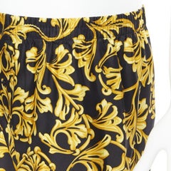 VERSACE 100% silk black gold barocco baroque print boxer shorts IT5 M