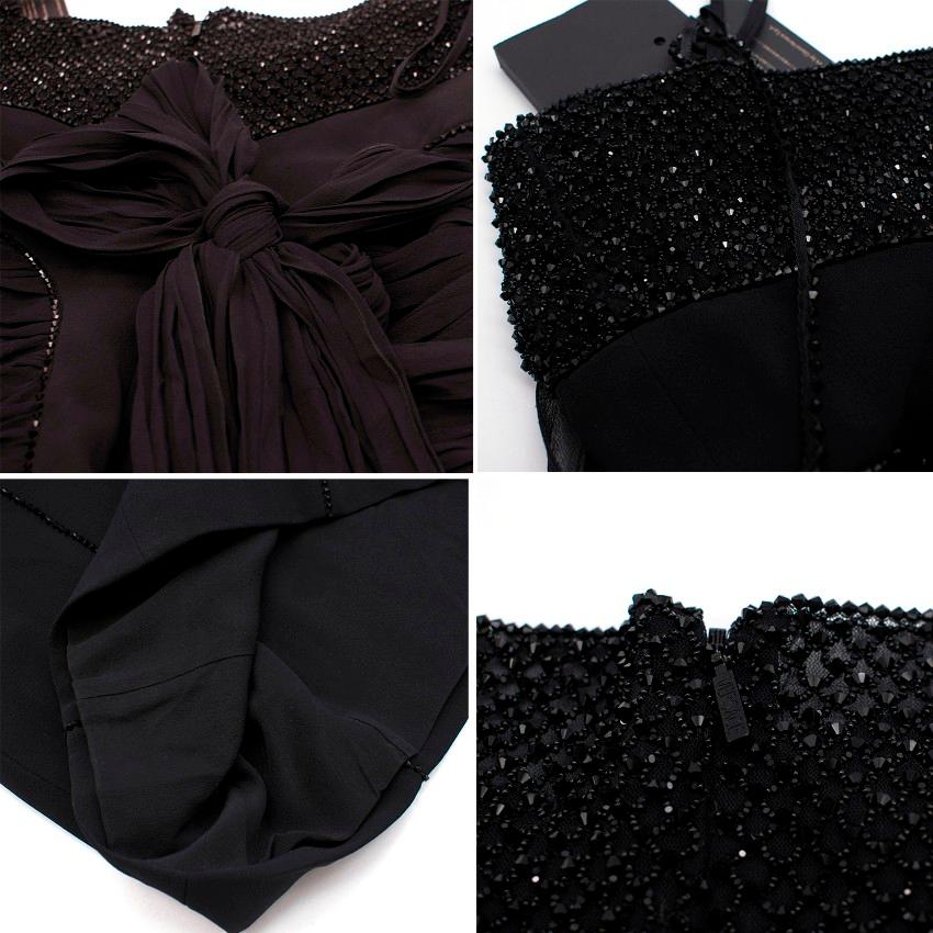 Versace 100% Silk Crystal Embellished Black Dress US 4 6