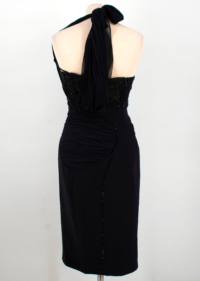 Women's Versace 100% Silk Crystal Embellished Black Dress US 4
