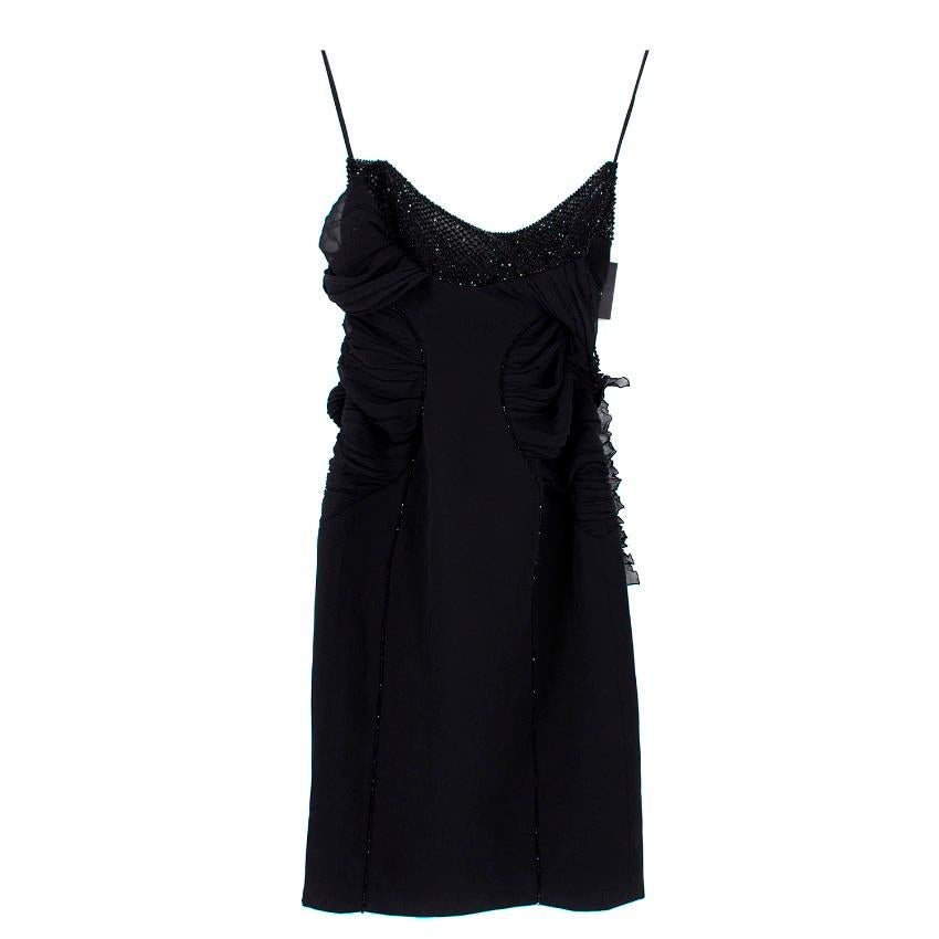 Versace 100% Silk Crystal Embellished Black Dress US 4 1