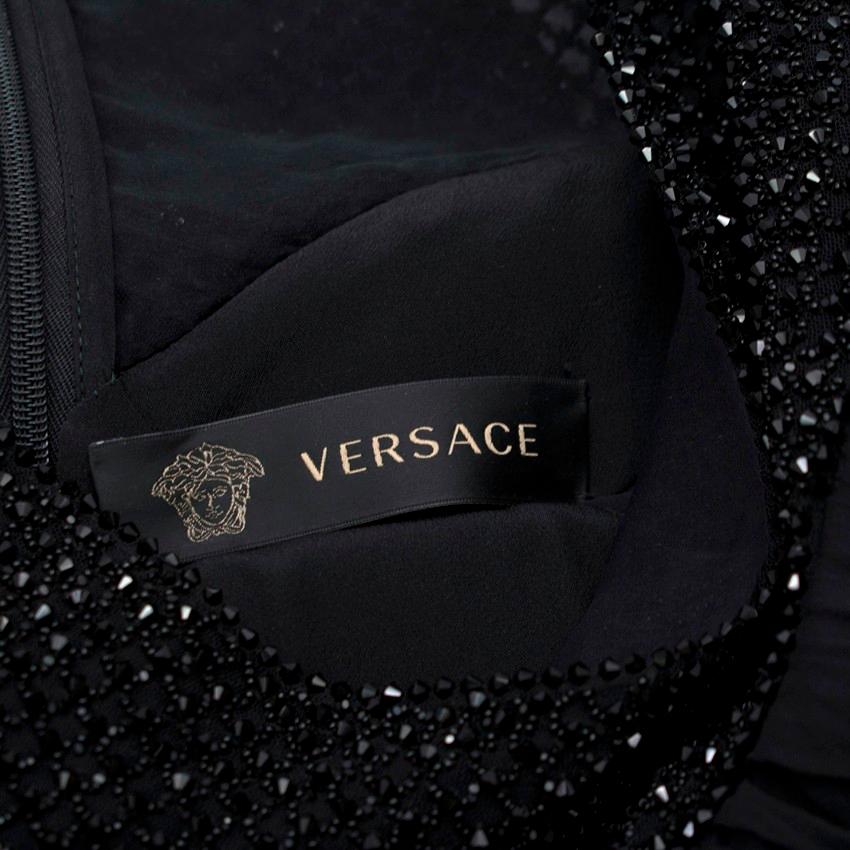 Versace 100% Silk Crystal Embellished Black Dress US 4 3