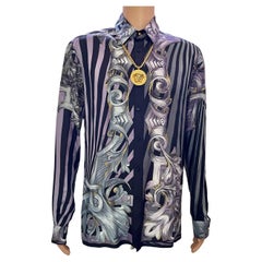 logo-print silk sleep shirt | Versace 