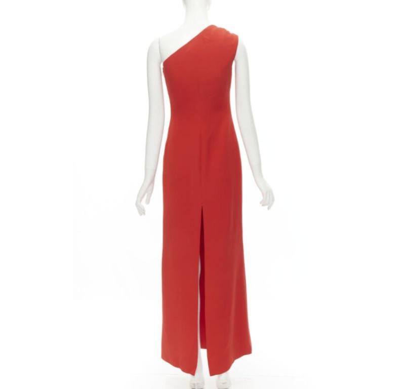 Women's VERSACE 100% silk red gold Virtus V clasp one shoulder gown dress IT38 XS For Sale