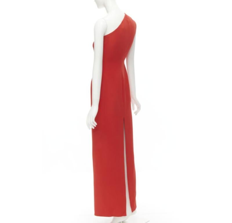 VERSACE 100% silk red gold Virtus V clasp one shoulder gown dress IT38 XS For Sale 1