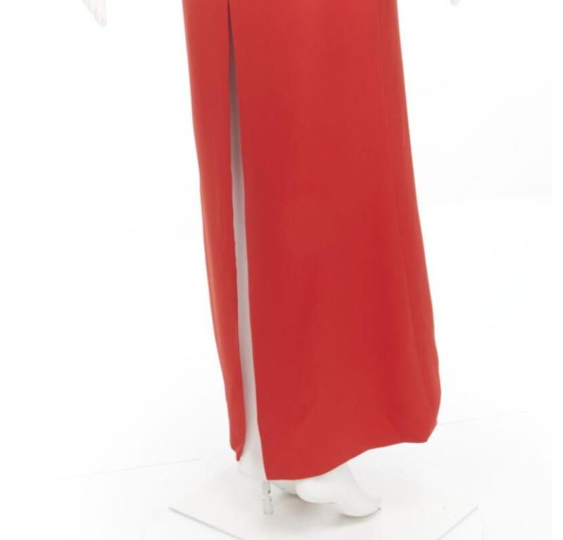 VERSACE 100% silk red gold Virtus V clasp one shoulder gown dress IT38 XS For Sale 2