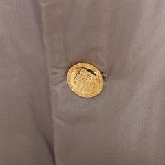 VERSACE 100% silk stone grey padded gold Medusa buttons long belted coat IT50 L