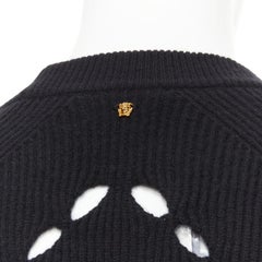 VERSACE 100% wool black diamond cut out Medusa stud sweater EU52 XL