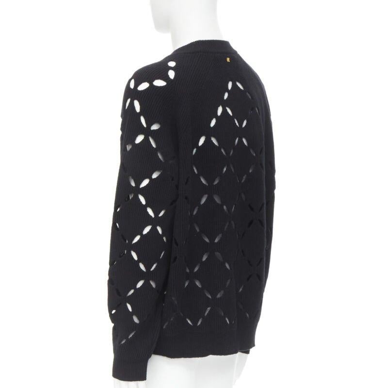 VERSACE 100% wool black diamond cut out Medusa stud sweater EU52 XL For Sale 2