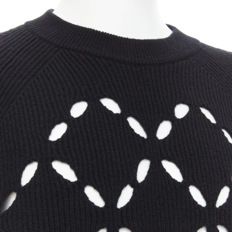 VERSACE 100% wool black diamond cut out Medusa stud sweater EU52 XL For Sale 3