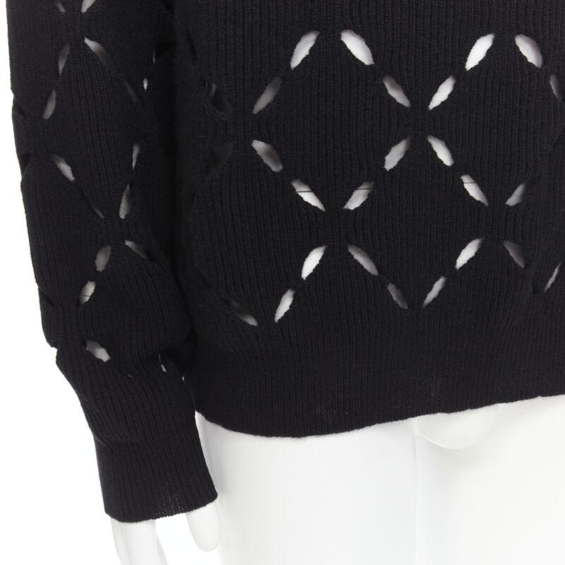 VERSACE 100% wool black diamond cut out Medusa stud sweater EU52 XL For Sale 4
