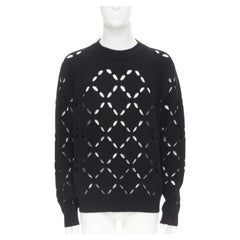 VERSACE 100% wool black diamond cut out Medusa stud sweater EU52 XL