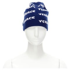 Gorro VERSACE 100% lana negro blanco logo monograma