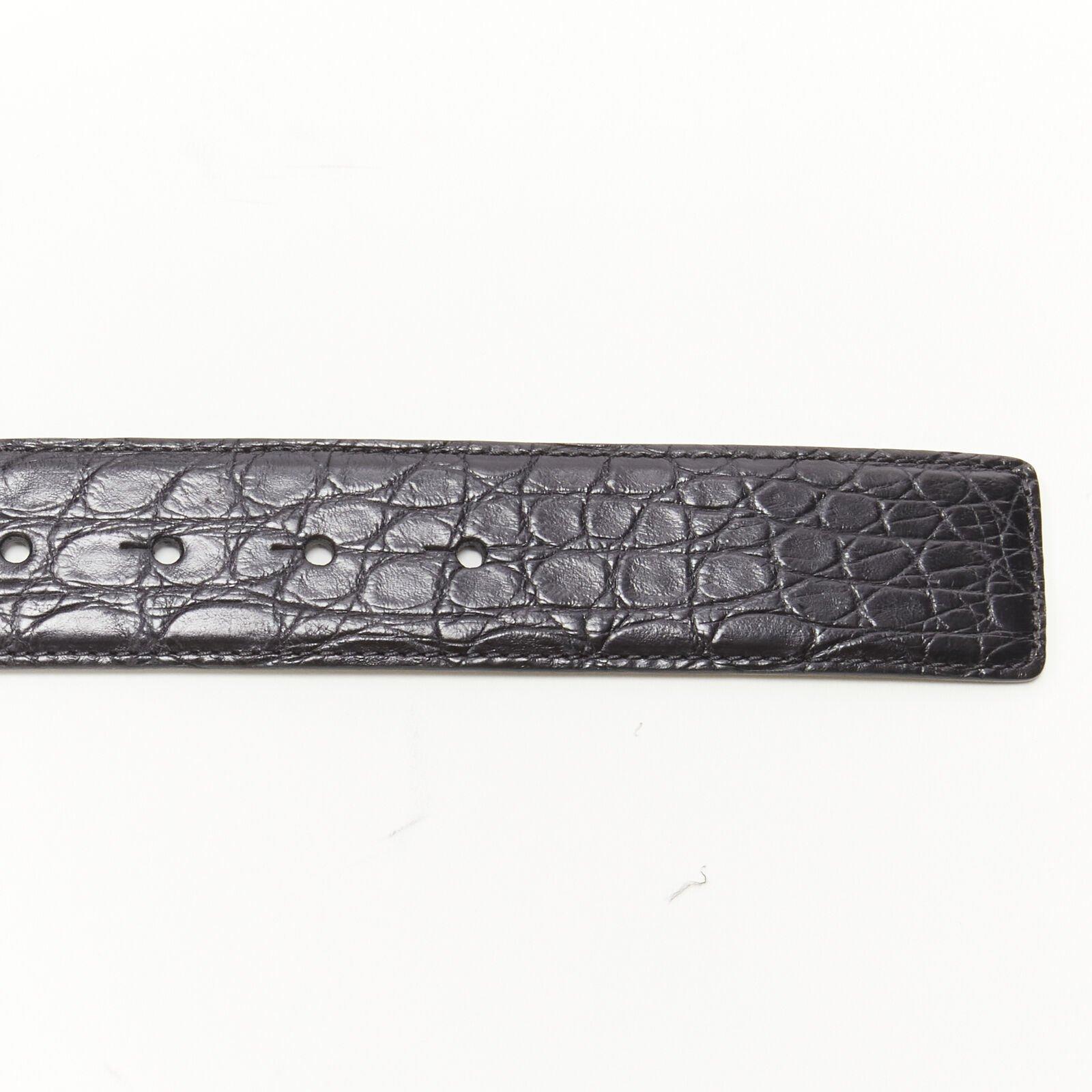 VERSACE $1200 La Medusa gold buckle black scaled leather belt 100cm 38-42