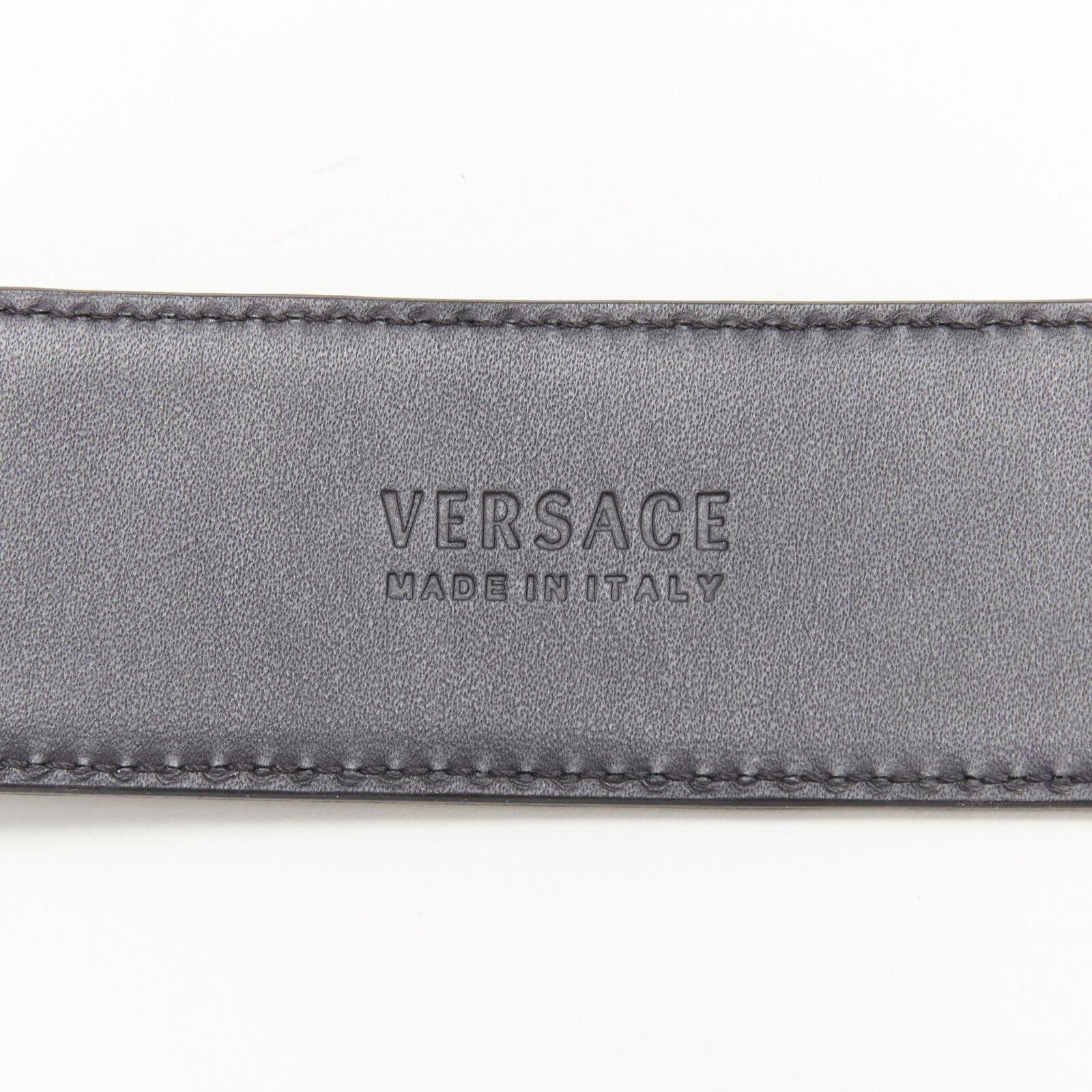 VERSACE $1200 La Medusa gold buckle black scaled leather belt 100cm 38-42