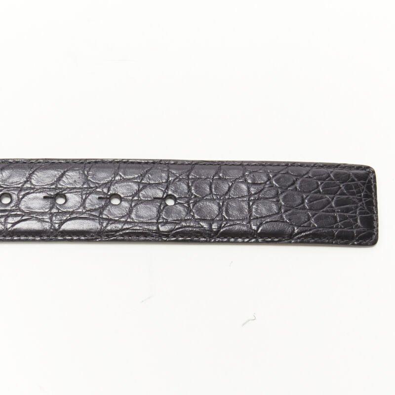 VERSACE $1200 La Medusa hebilla de oro cinturón de cuero escamado negro 105cm 40-44