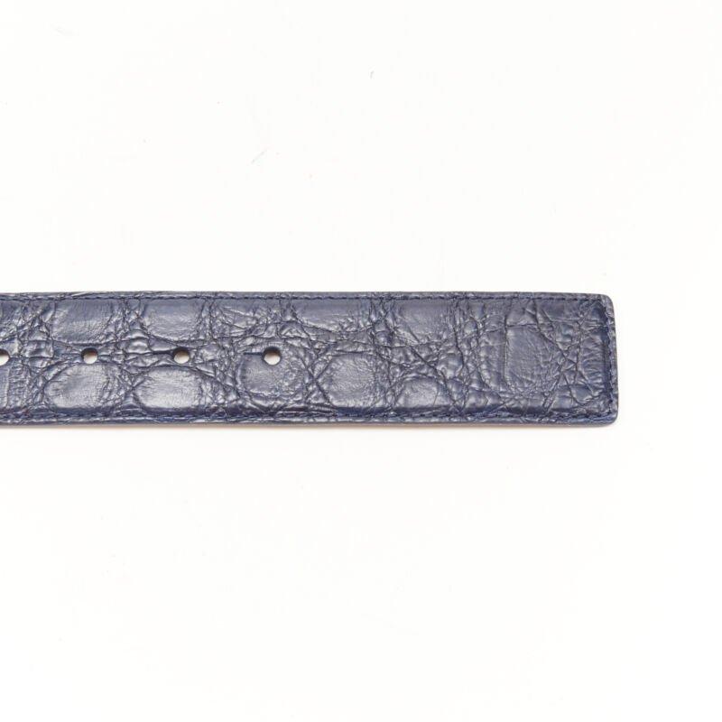 VERSACE $1200 La Medusa silver buckle blue scaled leather belt 115cm 44-48
