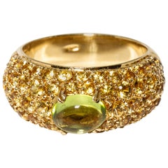 Vintage Versace 18 Karat Gold Yellow Gemstone Peridot Ring