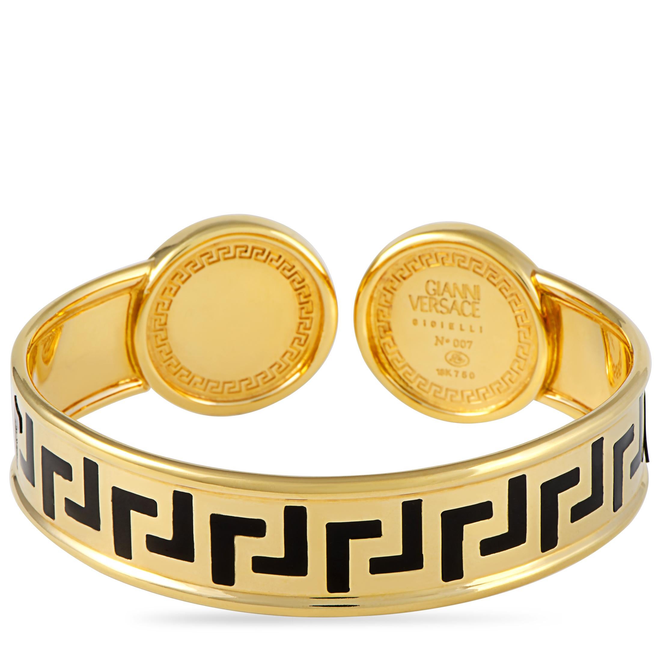 Gianni Versace Medusa 18K Gold Enamel Bangle Bracelet