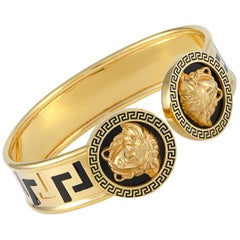 Versace 18 Karat Yellow Gold and Black Enamel Medusa Bracelet