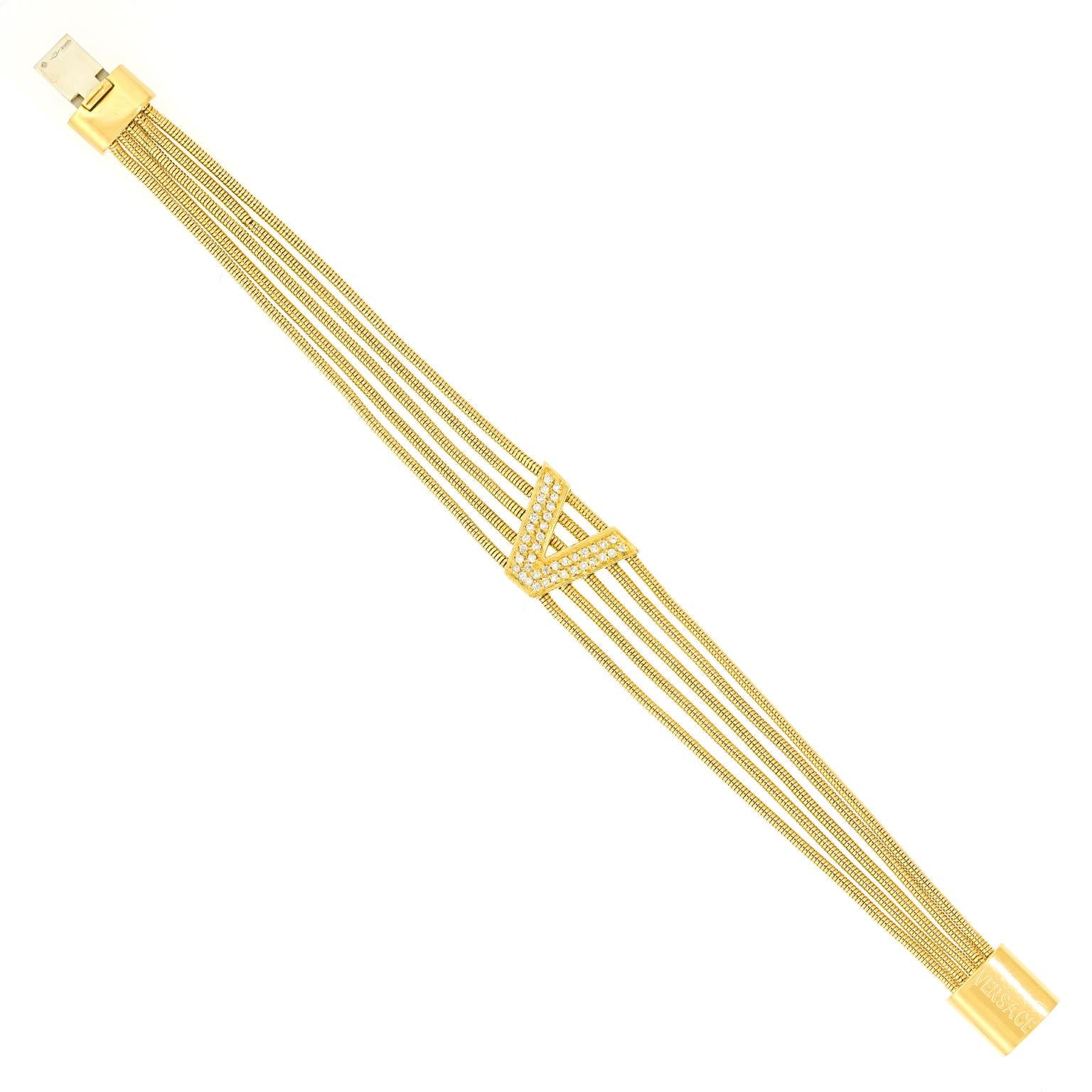 Pulsera de cadena Versace 18k Corte redondo en venta