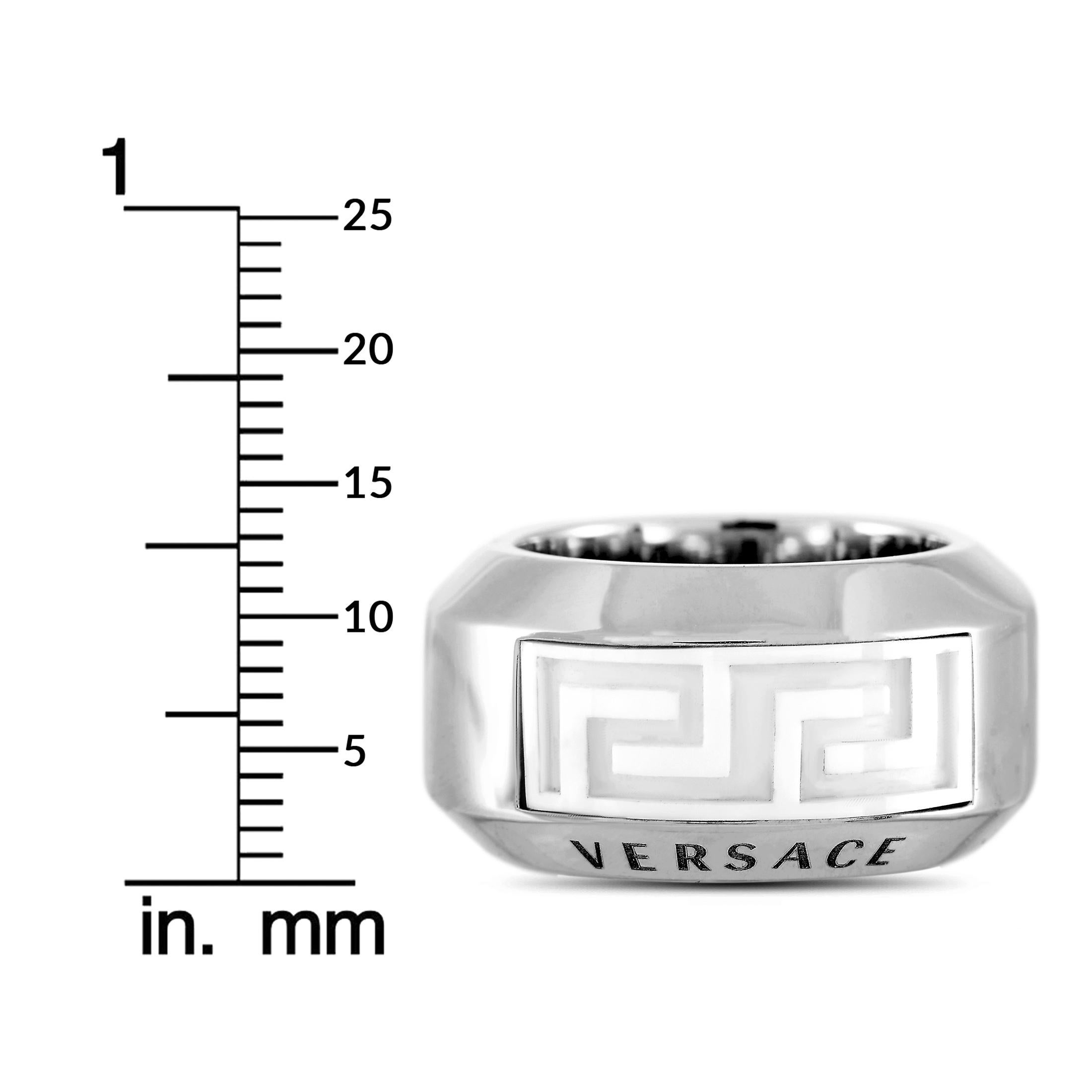 Versace 18 Karat White Gold Ceramic Band Ring In New Condition For Sale In Southampton, PA