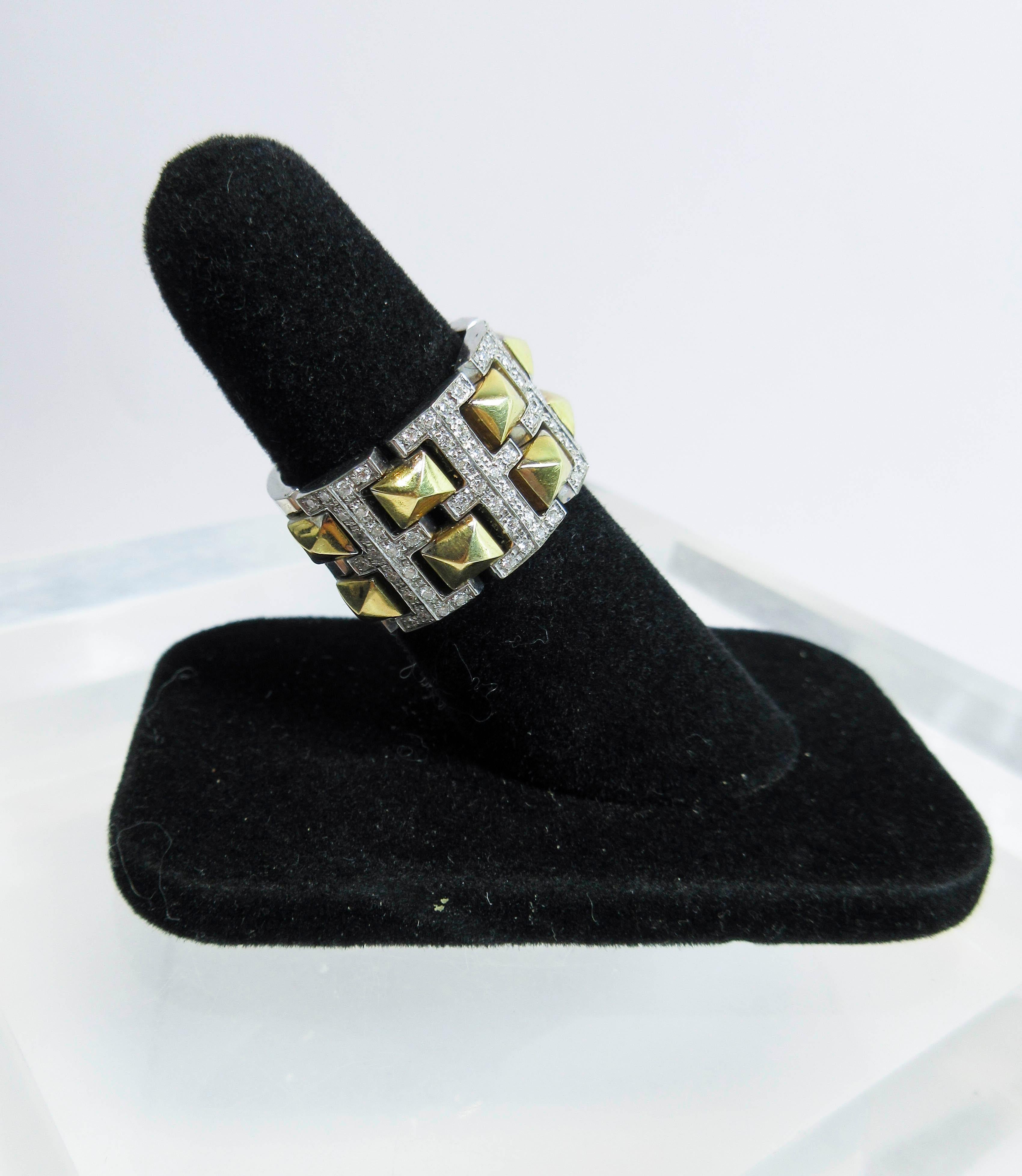 Versace 18 Karat White and Yellow Gold with Diamond Accents For Sale 5
