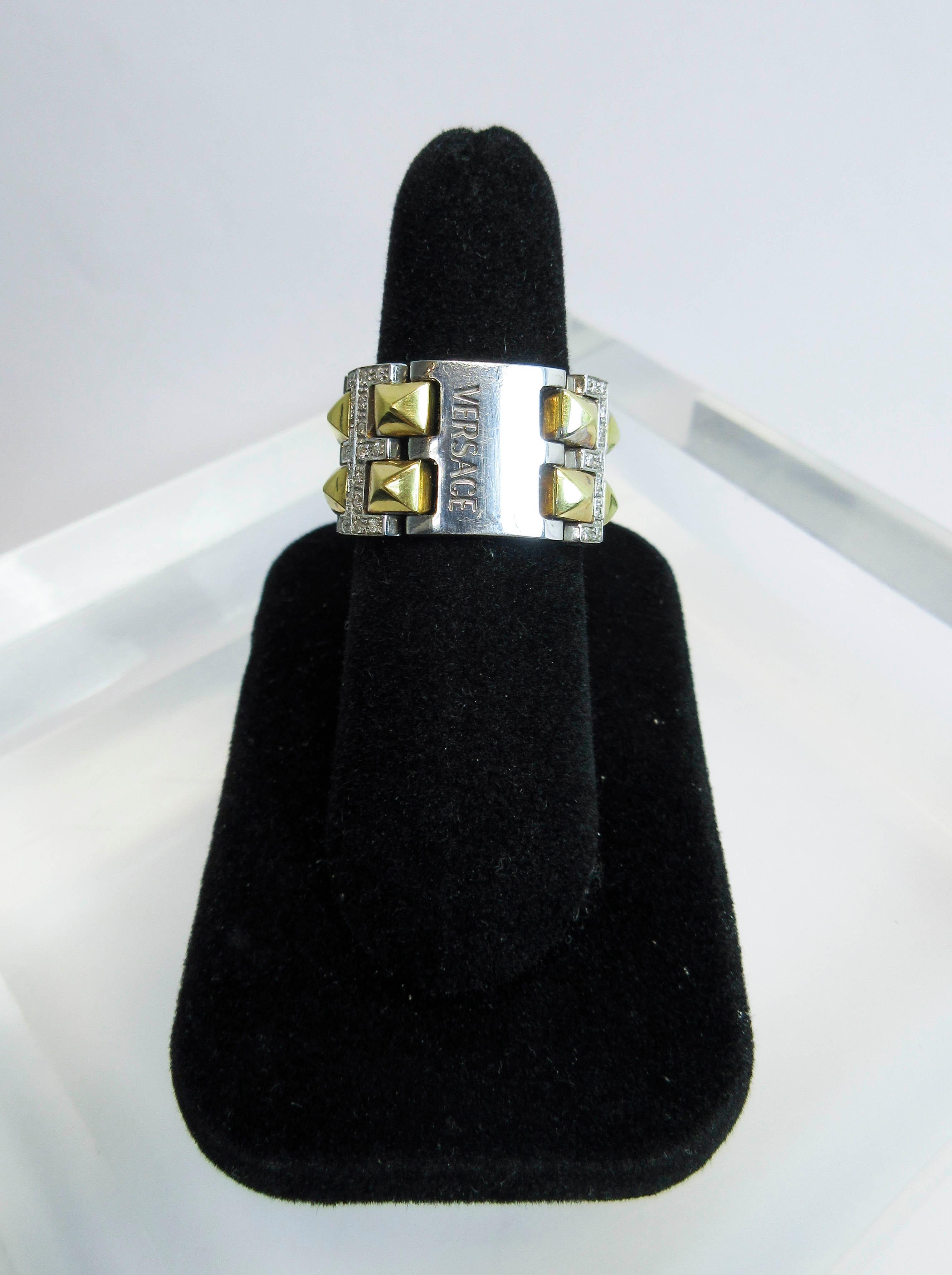 Versace 18 Karat White and Yellow Gold with Diamond Accents For Sale 6