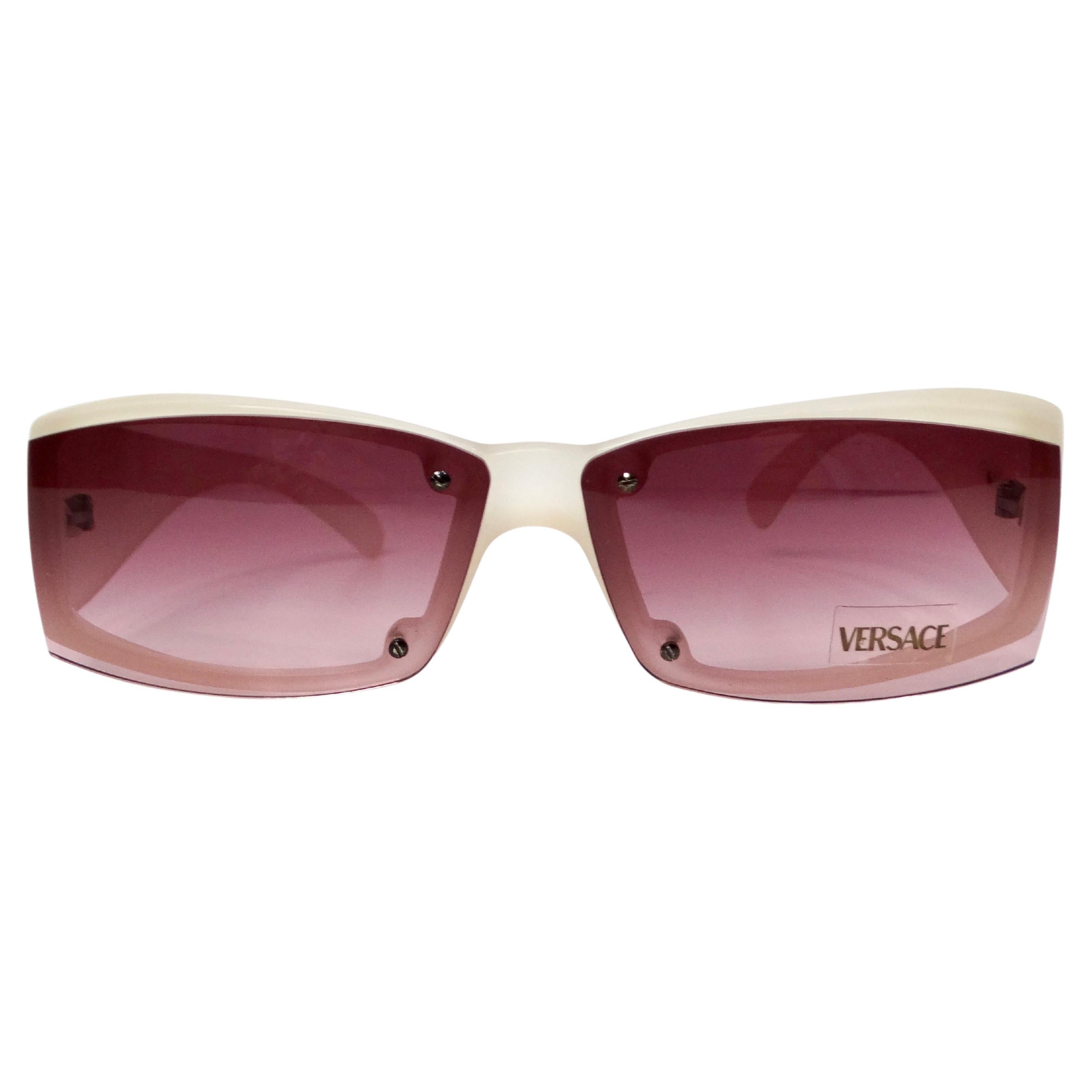 Versace 1990 Lunettes de soleil à écran en acrylique rose à verres teintés
