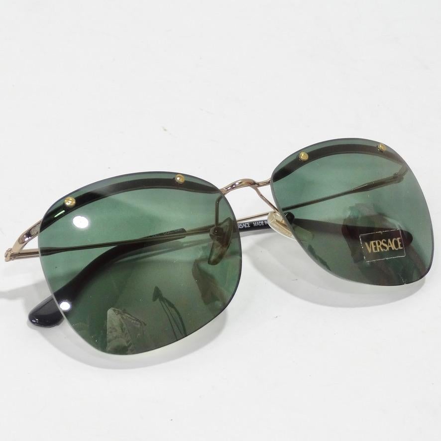 Versace 1990s Black/Gold Sunglasses For Sale 5