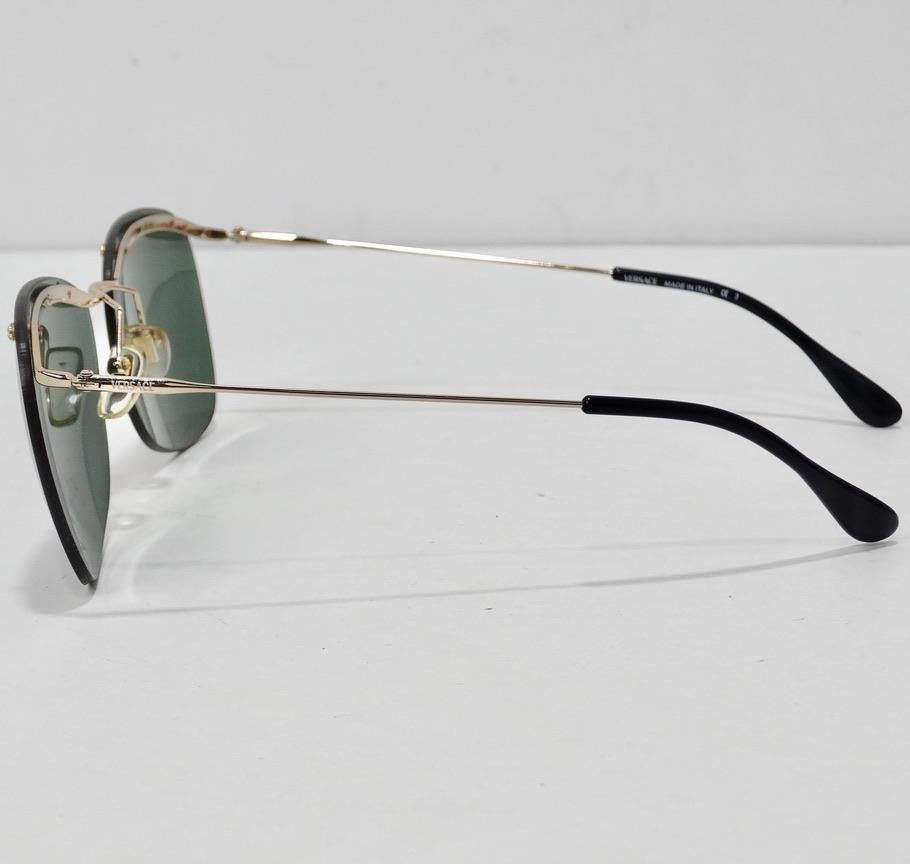 Versace 1990s Black/Gold Sunglasses In New Condition For Sale In Scottsdale, AZ