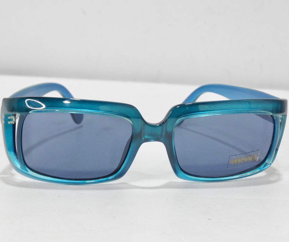 Versace 1990 Lunettes de soleil bleues en vente 3