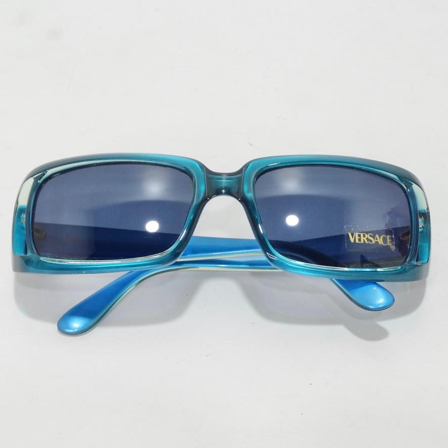 Versace 1990 Lunettes de soleil bleues en vente 4