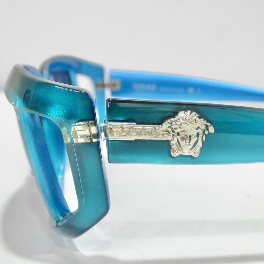 Women's or Men's Versace 1990s Blue Sunglasses For Sale