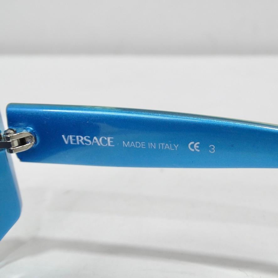 Bleu Versace 1990 Lunettes de soleil bleues en vente